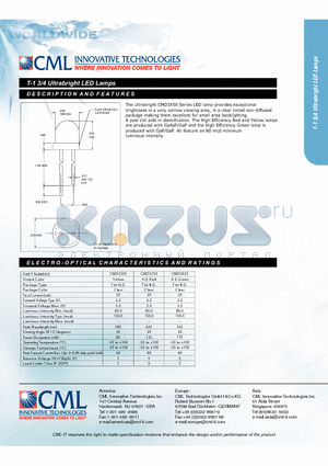 CMD3350 datasheet - T-1 3/4 Ultrabright LED Lamps