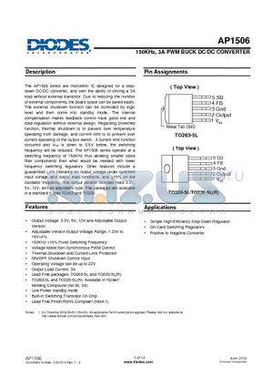 AP1506-XXT5G-U datasheet - 150KHz, 3A PWM BUCK DC/DC CONVERTER