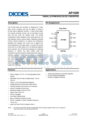 AP1509-12V datasheet - 150KHz, 2A PWM BUCK DC/DC CONVERTER