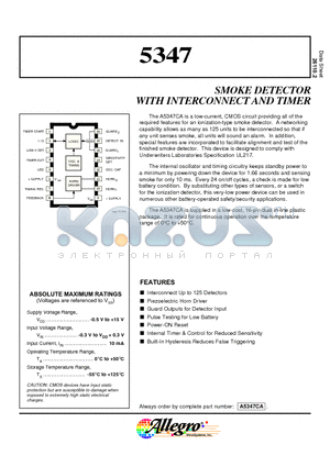 A5347CA datasheet - SMOKE DETECTOR WITH INTERCONNECT AND TIMER