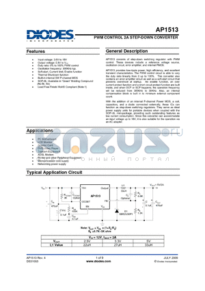 AP1513SG-13 datasheet - PWM CONTROL 2A STEP-DOWN CONVERTER