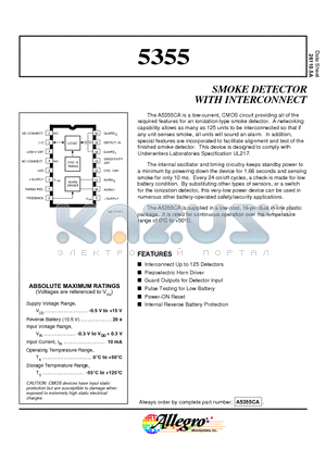 A5355CA datasheet - SMOKE DETECTOR WITH INTERCONNECT
