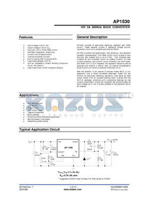 AP1530 datasheet - 18V 3A 300KHz BUCK CONVERTER