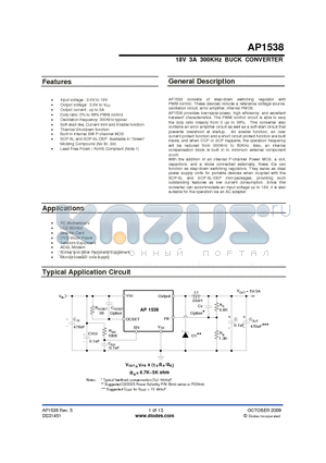 AP1538 datasheet - 18V 3A 300KHz BUCK CONVERTER