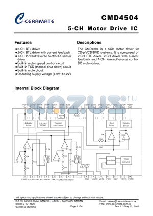 CMD4504 datasheet - 5-CH Motor Drive IC