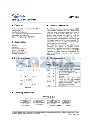 AP1602BYA datasheet - Step-Up DC/DC Converter