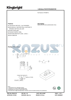 AP1608P1C_07 datasheet - 1.6X0.8mm PHOTOTRANSISTOR