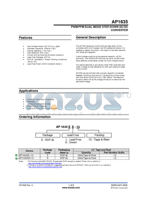 AP1635 datasheet - PWM/PFM DUAL MODE STEP-DOWN DC/DC