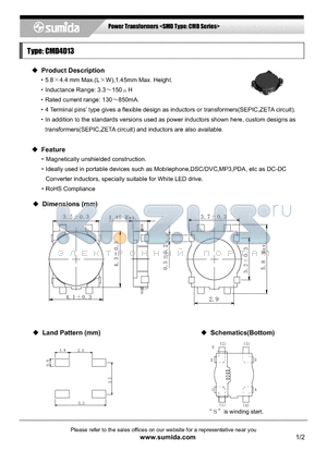 CMD4D13NP-150M datasheet - Power Transformers