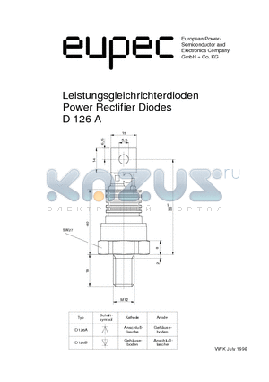 D126A datasheet - Power Rectifier Diodes