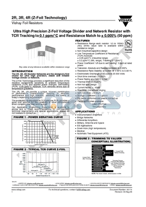 300211Z datasheet - Ultra High Precision Z-Foil Voltage Divider and Network Resistor with TCR Tracking to 0.1 ppm/`C and Resistance Match to a 0.005% (50 ppm)
