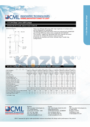 CMD5752 datasheet - T-1 3/4 Clear Lens LED Lamps