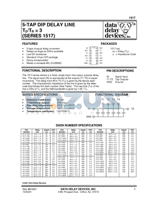 1517-130E datasheet - 5-TAP DIP DELAY LINE