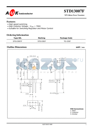 D13007 datasheet - NPN Silicon Power Transistor