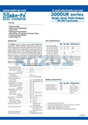 3005/12T48UR datasheet - Single, Dual, Triple Output DC/DC Converter