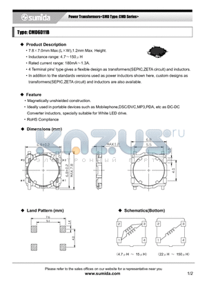 CMD6D11BNP-151M datasheet - Power Transformers