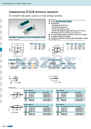 3005W5PXX99E40X datasheet - Combination D-SUB without contacts, For straight high power, coaxial or high voltage contacts
