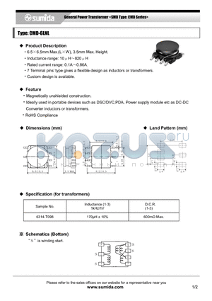 CMD6LNLNP-120MB datasheet - General Power Transformer