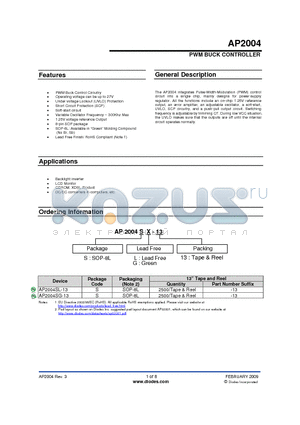 AP2004SL-13 datasheet - PWM BUCK CONTROLLER