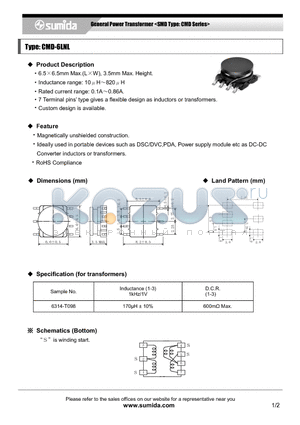 CMD6LNLNP-390KC datasheet - General Power Transformer