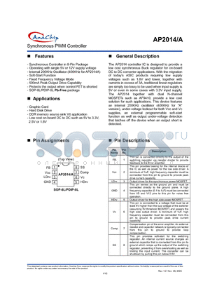 AP2014-ANA datasheet - Synchronous PWM Controller