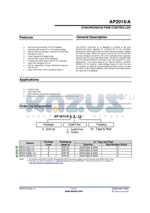 AP2014ASL-13 datasheet - SYNCHRONOUS PWM CONTROLLER