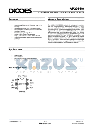 AP2014ASM-7 datasheet - SYNCHRONOUS PWM DC-DC BUCK CONTROLLER