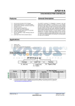 AP2014SG-13 datasheet - SYNCHRONOUS PWM CONTROLLER