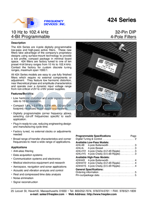 424H4B datasheet - 32-Pin DIP 4-Pole Filters
