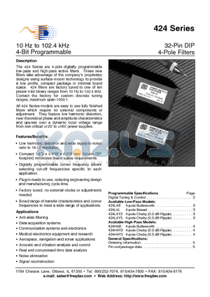 424H4L-10 datasheet - 32-Pin DIP 4-Pole Filters