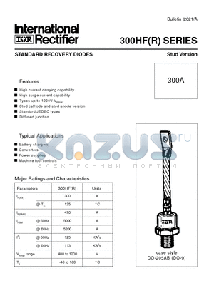 300HF120PS datasheet - STANDARD RECOVERY DIODES Stud Version