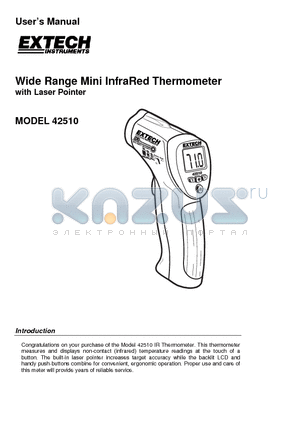 42510 datasheet - Wide Range Mini InfraRed Thermometer with Laser Pointer
