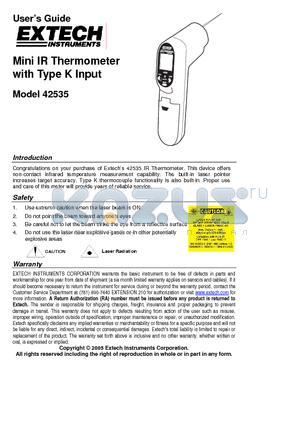 42535 datasheet - Mini IR Thermometer with Type K Input