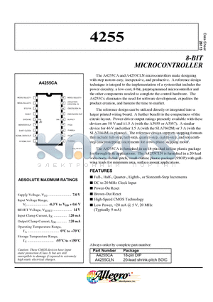 4255 datasheet - 8-BIT MICROCONTROLLER