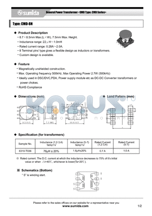 CMD8NNP-220K datasheet - General Power Transformer