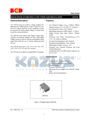 AP2120N-3.2TRG1 datasheet - HIGH SPEED, EXTREMELY LOW NOISE LDO REGULATOR