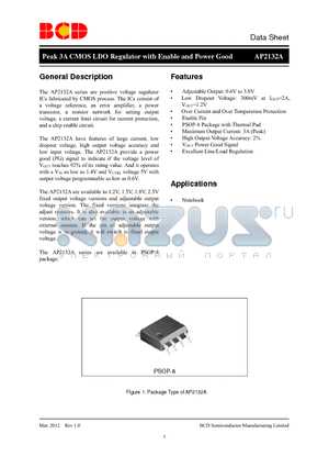 AP2132A datasheet - Peak 3A CMOS LDO Regulator with Enable and Power Good