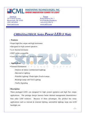 CMDA51CB15D13L datasheet - Power LED (5 Watt)