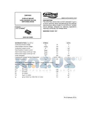 CMDD6001_10 datasheet - SURFACE MOUNT LOW LEAKAGE SILICON SWITCHING DIODE