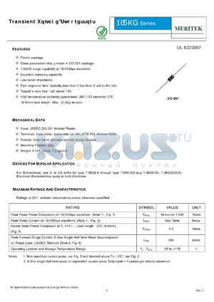 1.5KE13CA datasheet - Transient Voltage Suppressors