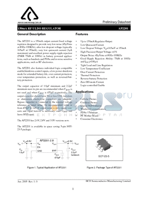 AP2201 datasheet - 150mA RF ULDO REGULATOR