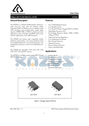 AP2202K-3.0TRE1 datasheet - 150mA RF ULDO REGULATOR