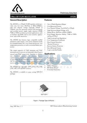 AP2202K-3.3TR datasheet - 150mA RF ULDO REGULATOR