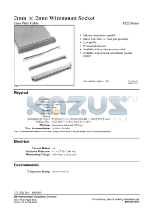 152210-0010GB datasheet - 2mm X  2mm Wiremount Socket