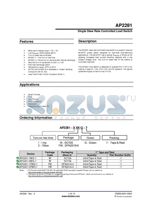 AP2281_09 datasheet - Single Slew Rate Controlled Load Switch