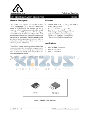 AP2301D-E1 datasheet - 1.5A DDR TERMINATION REGULATOR