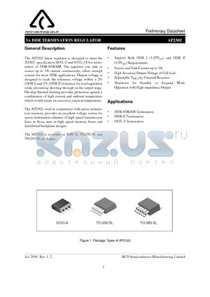 AP2302DTR-E1 datasheet - 3A DDR TERMINATION REGULATOR