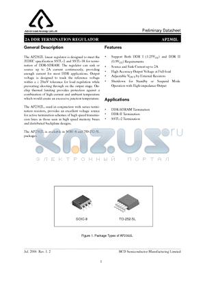 AP2302LDTR-E1 datasheet - 2A DDR TERMINATION REGULATOR