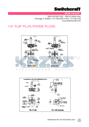 220 datasheet - 1/4 FLAT PLUG PHONE PLUGS