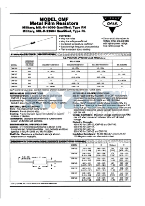 CMF-07 datasheet - MODEL CMF Metal Film Resistors